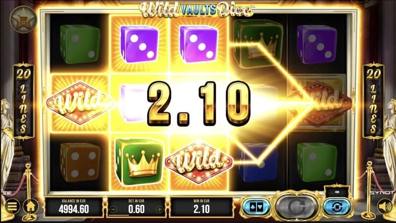 Wild Vaults Dice - makaralar ve kasa ile ana ekran