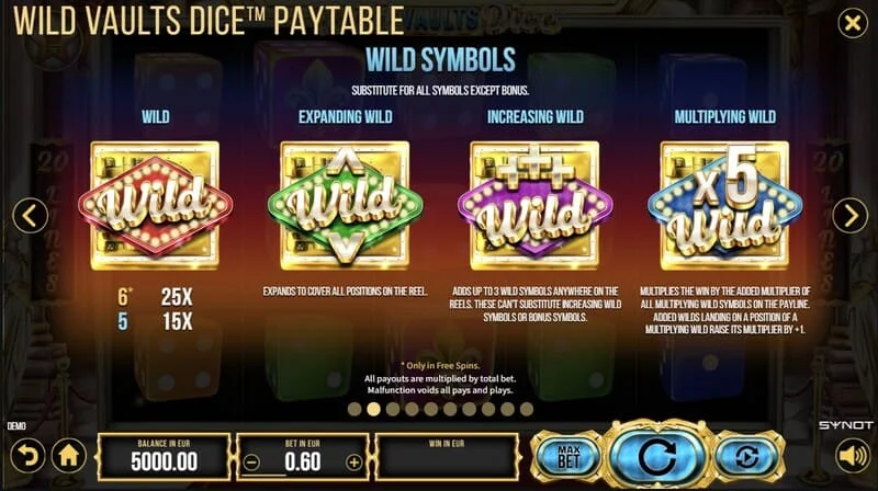 Wild Vaults Dice - üç Vault sembolüyle Free Spins başlatılıyor